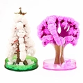 Creative magic Christmas tree with white and pink crystal growth on round bases - White + Pink