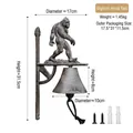Sonnette murale rustique Bigfoot en fonte avec finition antique et vis de montage - Cloche à Main Bigfoot