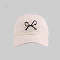 Gorra de béisbol de algodón beige con bordado de lazo negro y diseño clásico de 6 paneles - Gorra de Béisbol con Bordado de Lazo Lineal / Negro Arroz