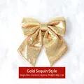 Large 21x24cm golden sequin Christmas bow ornament for tree decorations and gifts - Sequin Pearl Gold Bow
