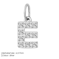Sparkling silver letter E pendant with clear zircon stones for personalized jewelry - E-Silver
