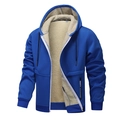 Royal blue hooded jacket with warm sherpa fleece lining and ribbed cuffs in size S - Sapphire Blue