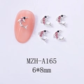 Dettaglio di ciondoli per unghie a delfino argento con strass rosa, 6x8mm - Delfino Argento Strass Rosa (A165)