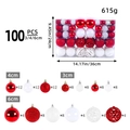100pcs Red and White Christmas Ball Ornament Set with Matte and Glitter Finishes - Red & White Mixed