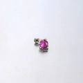 Orecchino a scaglia di drago con zircone rosa da 3mm e chiusura piatta in acciaio titanio - Filettatura 1.0 + Perno con filettatura interna (lunghezza 6mm) / Rosso Rosa (3mm)