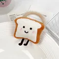 Süßer Plüsch-Haargummi im Toast-Design mit lustigem Gesicht und hängenden Beinen - Toast