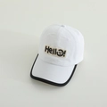 Detailaufnahme der schnelltrocknenden Baseballkappe mit Hello-Smiley-Aufnäher - 50-54cm / Weiß