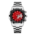 Montre sport WLISTH pour homme avec cadran rouge vif et bracelet en acier argenté - Cadran Rouge Bracelet Argent