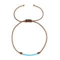 Adjustable brown braided cord bracelet with blue turquoise beads and gold accents - Sky Blue Beaded / Brown
