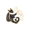 Broche dragon en émail noir et blanc avec motifs soleil et lune pour vestes et accessoires - Dragons enlacés noir et blanc (Style Krokmou)