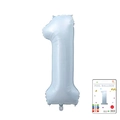Light blue number 1 foil balloon in 40 inch size for birthday party decoration - 40-inch Pearl Blue With Paper Card