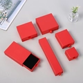 Red drawer-style jewelry gift boxes in various sizes with black flocked velvet inserts - Pearl Red; 12*8*3cm