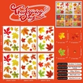 Detailed sheet of static Thanksgiving maple leaf window clings with size specifications - Autumn Maple Leaf & Acorn Style (A022) / 20*30CM*6 Sheets