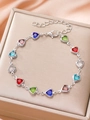 Detail of silver heart bracelet with colorful gemstones in a beige jewelry box - Heart / White K Multicolor