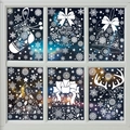 Stickers de Noël blancs pour fenêtres avec flocons et rennes sur fond bleu nocturne - Lot de 6 BQ473+(475-479)