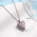 Pink heart crown necklace with micro-paved cubic zirconia in a silver finish - Silver Heart Necklace with Pink Zircon