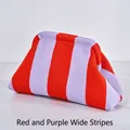 Striped knitted cloud clutch bag in bold red and purple wide stripes for women - Red & Light Purple
