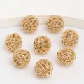 Cuentas huecas de oro de 14k con textura fina para crear joyas y collares DIY - 8mm / Chapado en Oro de 14K/Retención de Color