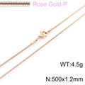 Rose gold stainless steel round snake chain necklace with lobster clasp 1.2mm x 500mm - Rose Gold 1.2mm Snake Chain (KN203735-Z)