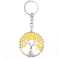 Detailed craftsmanship of silver wire tree of life keychain with yellow crystal stones - Citrine