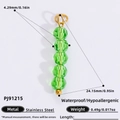 Handmade green crystal bead pendant in 18k gold plated stainless steel for DIY jewelry - Green Crystal Bead Pendant (PJ91215) / 5 Pieces / Green