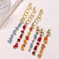 Böhmische goldene Haarflechtschmuck Ringe mit bunten Natursteinen und ethnischen Spiralen - Mehrfarbiges Sechsteiliges Set / Bunt