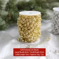 10m golden bead garland roll for Christmas decoration with 8mm and 3mm beads - 10m/8mm+3mm / Gold