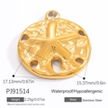 Golden stainless steel starfish pendant charm for DIY necklaces and jewelry making - Gold Sand Dollar Pendant (PJ91514)