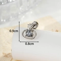 Silver celestial earring with gray zircon heart and star on white stand 0.8x0.9cm - Star Saturn (Single)