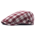 British style newsboy cap featuring red and white plaid pattern and metal buckle - Adjustable / Side Buckle Red