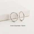 Classic S925 sterling silver hammered hoop earrings with 10mm inner diameter - White Gold / 10mm