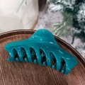 Elegant large teal blue hair claw clip with glossy finish on a rustic wooden tray - 14cm / Pointed Dragon Bone Claw