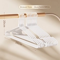 Set of 10 seamless white non-slip hangers with grooved design, size 38cm x 20cm - 38cm Grooved Style / Glazed Snow White