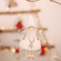 Angelo di Natale in peluche bianco con ali d'argento e stella per decorazione - Bianco