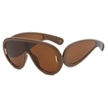Futuristic brown oversized one-piece sunglasses with stylish golden rivet accents - Universal / Coffee Tea Lens