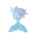 Detalle de pinza de sirena con lentejuelas, conchas iridiscentes y estrellas de mar - Azul Morado Holográfico/06