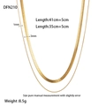 Detail comparing 1mm and 3mm 18K gold flat snake chains with length specifications - Double Layer Snake Chain Set (DFN210)