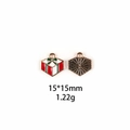 Detail of Santa series alloy pendant with red enamel gift box and gold geometric charm - #7 Gift Box (Hexagon)