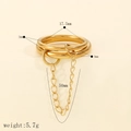 Macro detail of gold multilayer ring showing 17.5mm diameter and 50mm chain specs - Size 7 / Gold Multi-layer Chain Ring (TR4439-G-7) / Gold