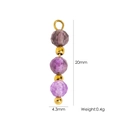 Faceted amethyst and gold metal beads pendant charm for DIY jewelry making - Amethyst Triple Beads