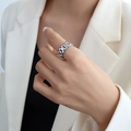 Eleganter silberner Edelstahlring im Uhrketten-Stil mit industriellem Panzerketten-Design - US 7 / Stahlfarbe