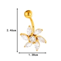 Golden stainless steel belly ring featuring a marquise-cut zircon flower with dimensions - 0188-3# Flower Shape Style / Gold