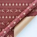 Vintage red Christmas kraft wrapping paper featuring reindeer, bells, and snowflakes patterns - 50x70cm / Jingle Bells