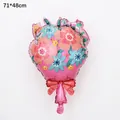 Pink heart bouquet foil balloon with Spanish Mother's Day floral pattern 71x48cm - Irregular Pink Flower Bouquet