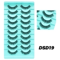 DSD19 false eyelashes set with 10 pairs of dense natural curls on blue tray - DSD19 (Cyan)