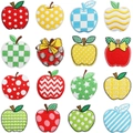 Set van 16 kleurrijke appel geborduurde patches met diverse patronen voor kleding - Set van 16