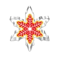 Detail view of a snowflake stainless steel cookie cutter with a colorful geometric inlay - Snowflake 7307