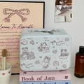 Trousse de maquillage bleu clair avec motif chat mignon et grande capacité de rangement - Chat Gâteau