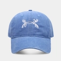 Detail of white antler embroidery on washed blue cotton vintage baseball cap - Adjustable / Light Blue