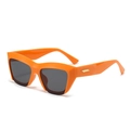Fashionable bright orange square sunglasses with dark grey lenses and gold accents - Orange Frame Gray Lens